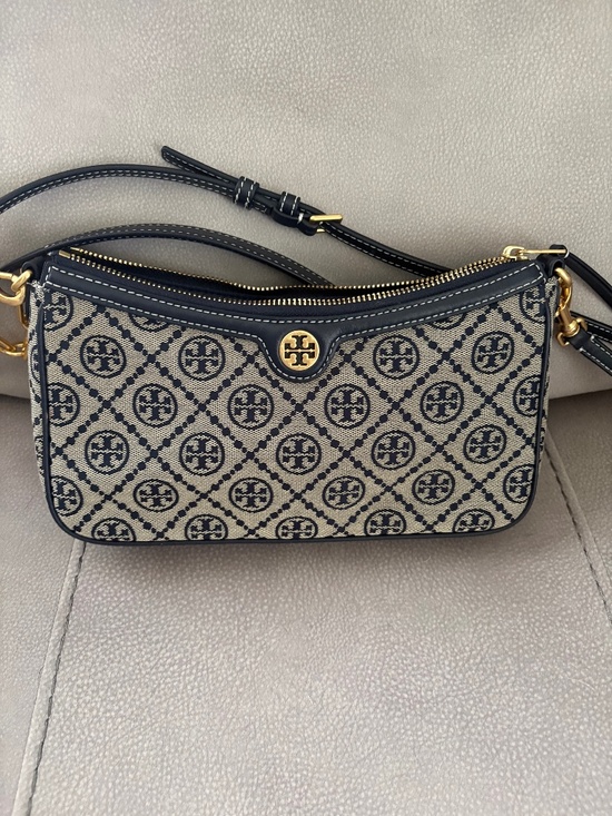Tory Burch Handbags - TORY BURCH NAVY MONOGRAM JACQUARD SHOULDER /CROSSBODY BAG